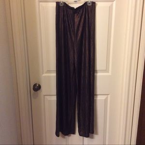 Forever 21 M brown gold stripe see thru flowy pant